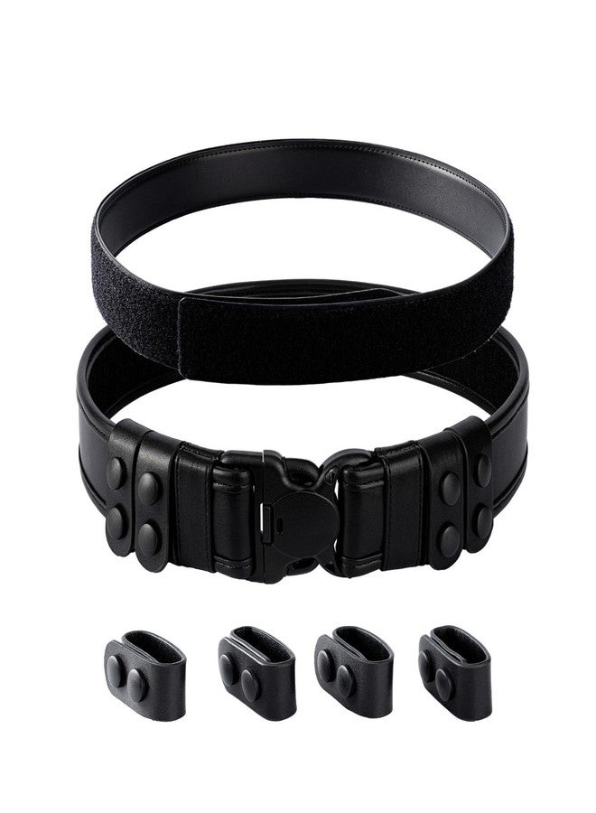 TACNEX 2" Duty Belt w/Hook Lining 4 Keepers 1.5" Reversible Inner Belt for Police Correctional Officer Security Plain Black L - Image 1